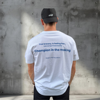 Hvid Oversized T-shirt – Blå Vivex Print | Unisex Streetwear